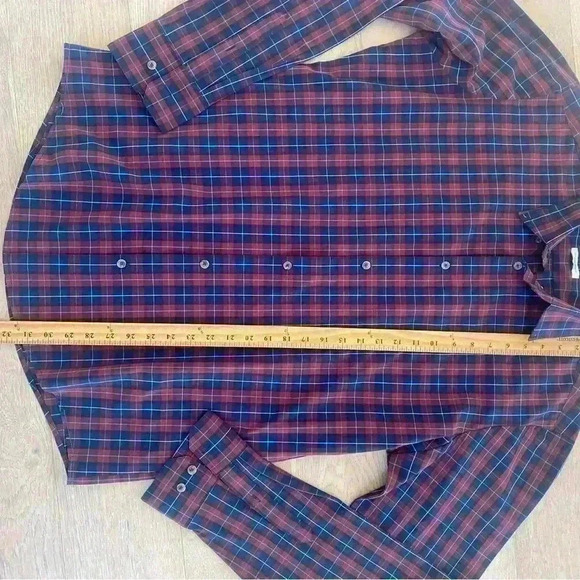 Mizzen + Main Mens Plaid Button Down XXL Trim Fit  Red Blue - Picture 2 of 6